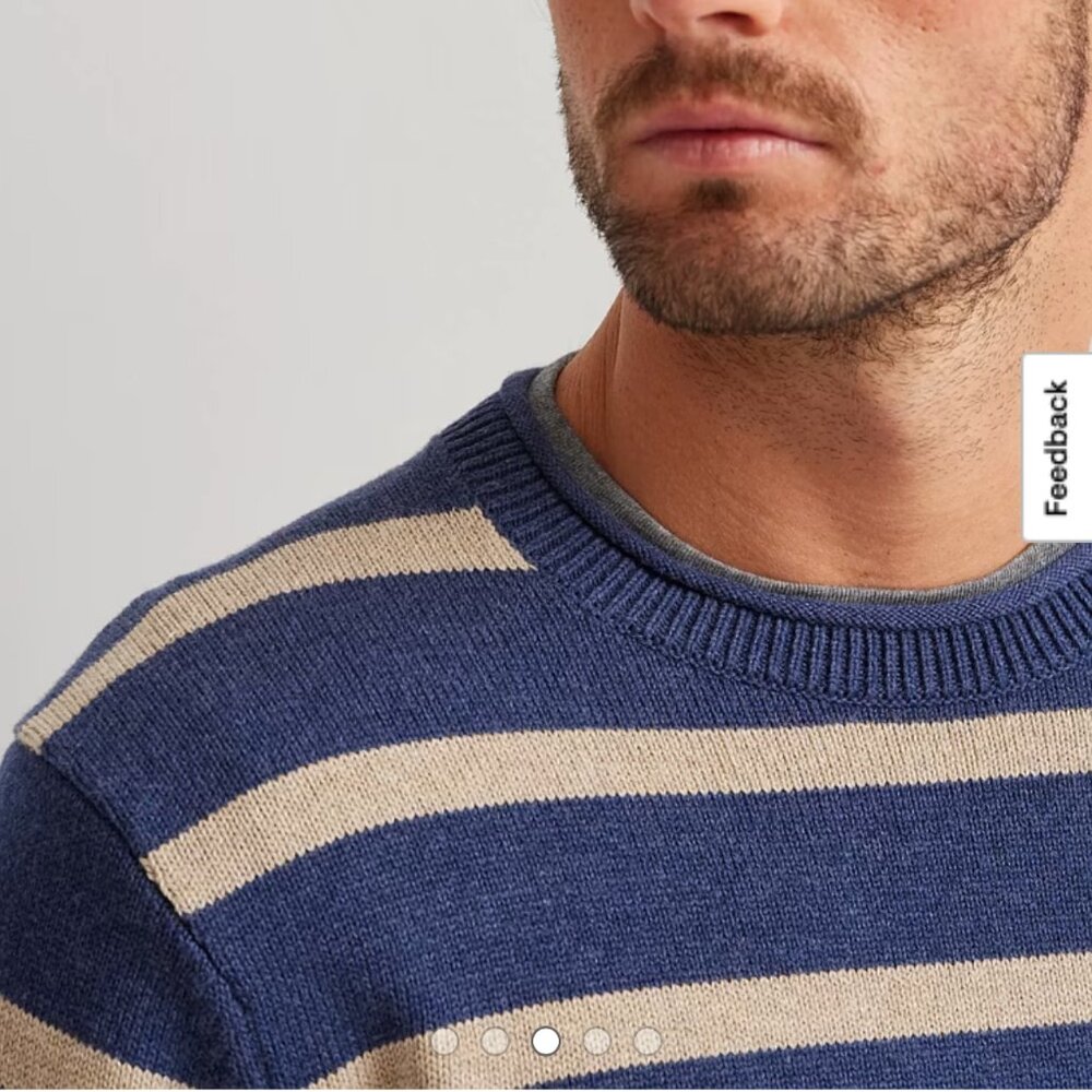 Eddie Bauer Signature Roll Neck Stripe Sweater Cotton in Navy Heather size Large - Picture 4 of 8